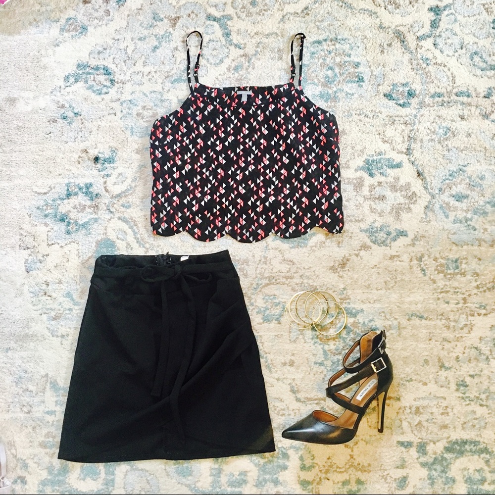 Black Skirt with bow tie detail